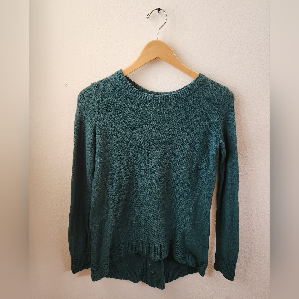 Madewell 1937‎ Women's Green Long Sleeve Knit Pullover Sweater Full Back Zip XXS